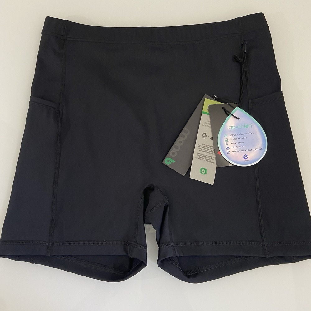 Mono B Women's‎ Swoop High Waisted Biker Shorts Black Size Large Pockets New